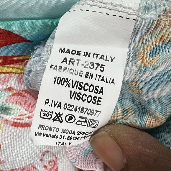 Women Dress  Large Made‎ In Italy Mix Print Patch Dress Fairy Bell Sleeve - Picture 8 of 12